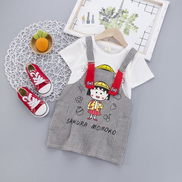 Conjunto De Ropa De Gemelos Para Niñas Sakura Momoko Boys Doraemon Camiseta + Pantalones Niño Mono Niña Vestido De Tirantes