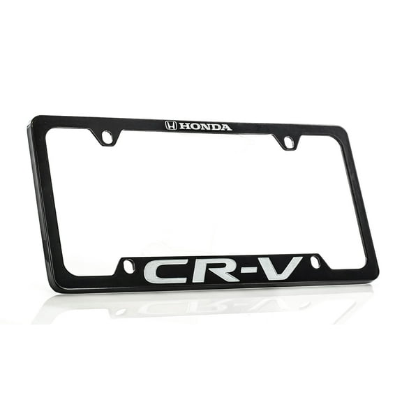 Honda CR-V Black Coated Zinc License Plate Frame Holder wide bottom engrave 4 hole
