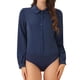 thumbnail image 1 of INSPIRAR CHIC Blusa de Mujer con Botones Leotardo Cuello Peter Pan de Manga Larga Tops de Negocios XL Azul Oscuro, 1 of 5