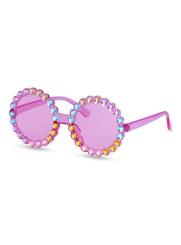 Justice Girls Embellished Pink Round Sunglasses