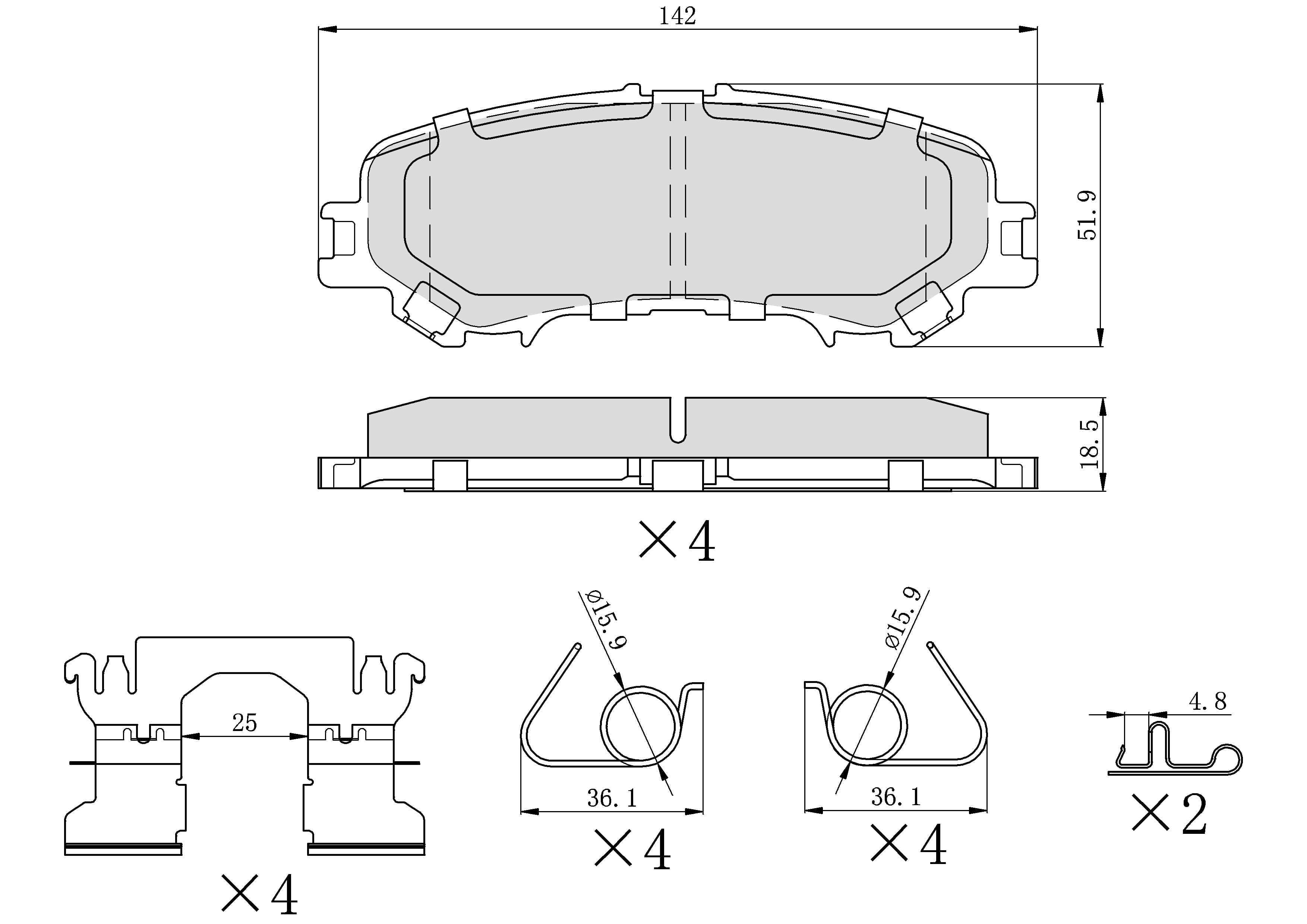 Ultra HC 1000 Brake Pad Set, Rear HC10.2032.0.F, Nissan TITAN 2023-2017