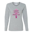 thumbnail image 2 of Keep Calm and Fight On Breast Cancer Awareness Womens Graphic Long Sleeve T-Shirt, Heather Grey, Large, 2 of 3