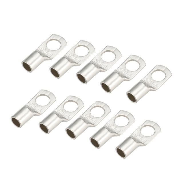 Unique Bargains 8.4mm Stud Hole Copper Cable Lug Wiring Terminal Silver Tone 10 Pcs