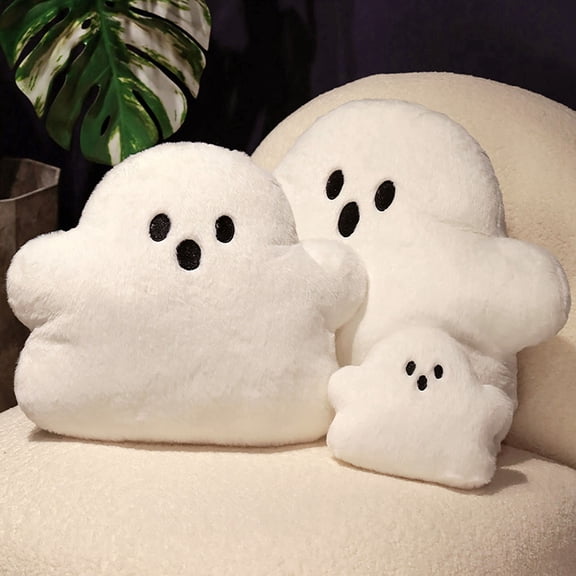 QLUEWX Halloween Ghost Plush Pillow, Cute Spooky Boo Throw Pillow Soft Fluffy Ghost Shaped Decor for Sofa Bedroom Home Party Holiday Birthday Gift for Kids Adults