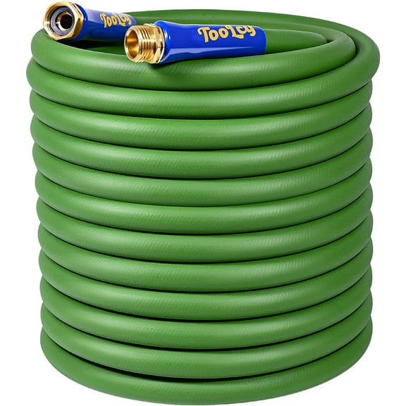 Garden Hose 100 ft, 5/8'' Water Hose - Durable, Heavy Duty, All-weather, Lightweight Gardening Hose with Swivel Fittings for Yard, Outdoor, Lawn (Green)