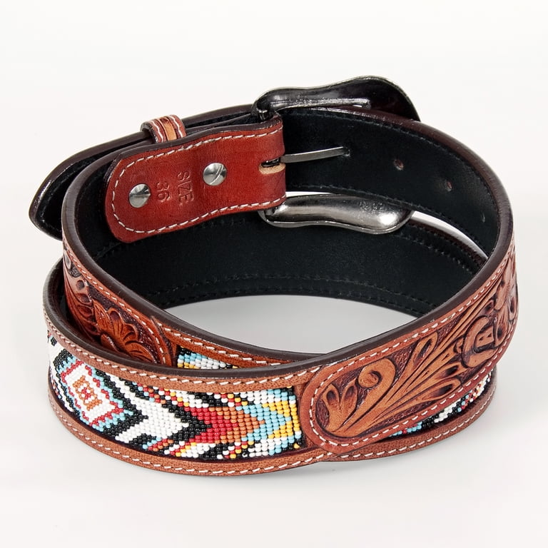 Bar H Equine Hand Carved Western Leather Belt Men Women  display picture 1