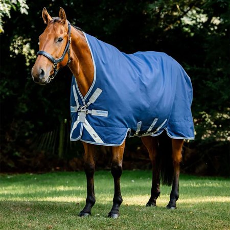 HORSEWARE IRELAND Rhino Wug Vari-Layer Turnout 450g Navy/Titanium Gray/Classic Blue Blanket, Size: 75