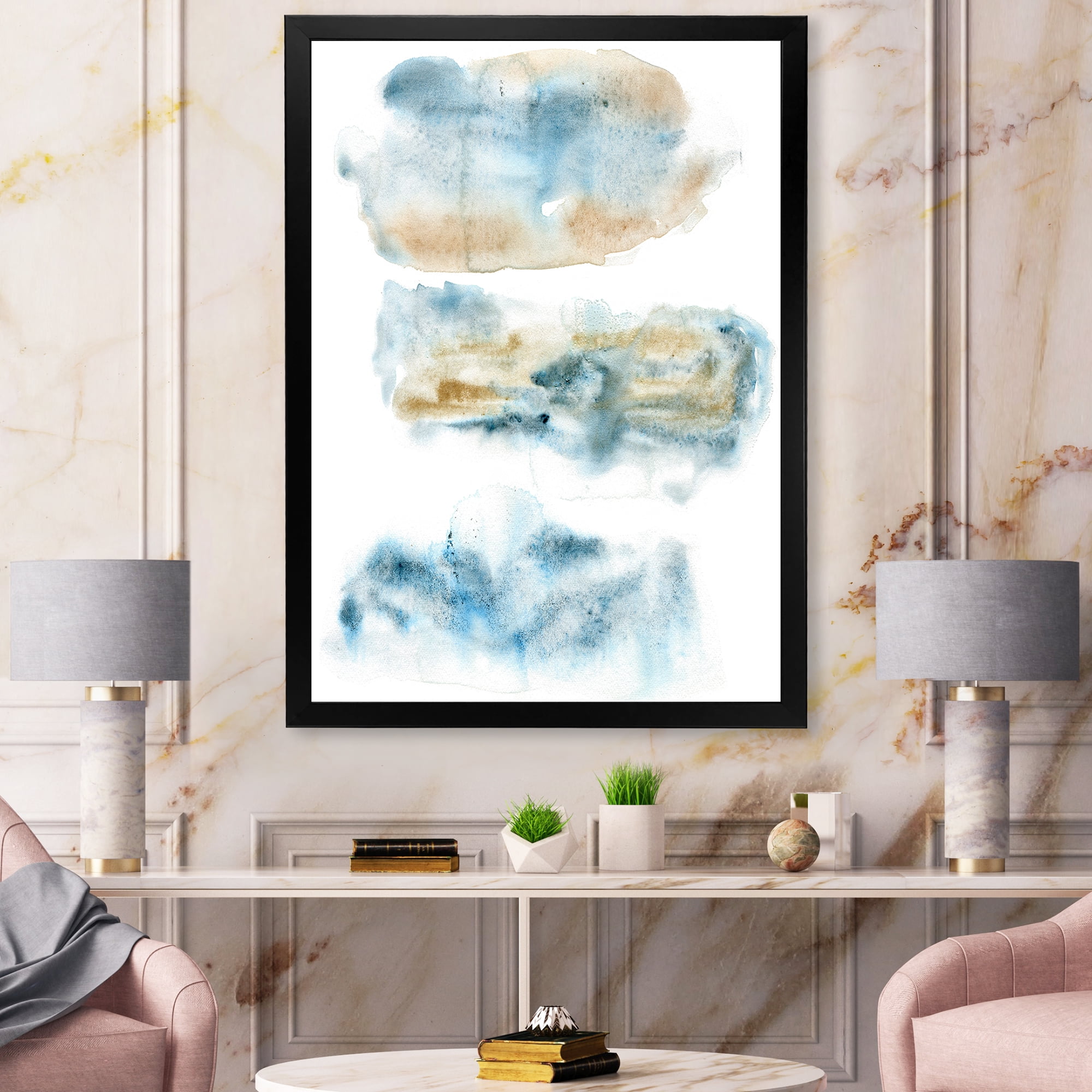 Designart 'Abstract Of Clouds Dark Blue Colored II' Modern Framed Art Print