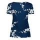 thumbnail image 4 of Blusas Umfun de manga corta para mujer, cuello en V, botones, camisa informal, blusa plisada estampada, azul marino, talla S, 4 of 5