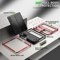 thumbnail image 2 of Dteck Samsung Galaxy Flod4 Case with Kickstand, Metal Bumper Silicone Case Hybrid Military Shockproof Heavy Duty Rugged case for Samsung Fold4 5G, Red, 2 of 7