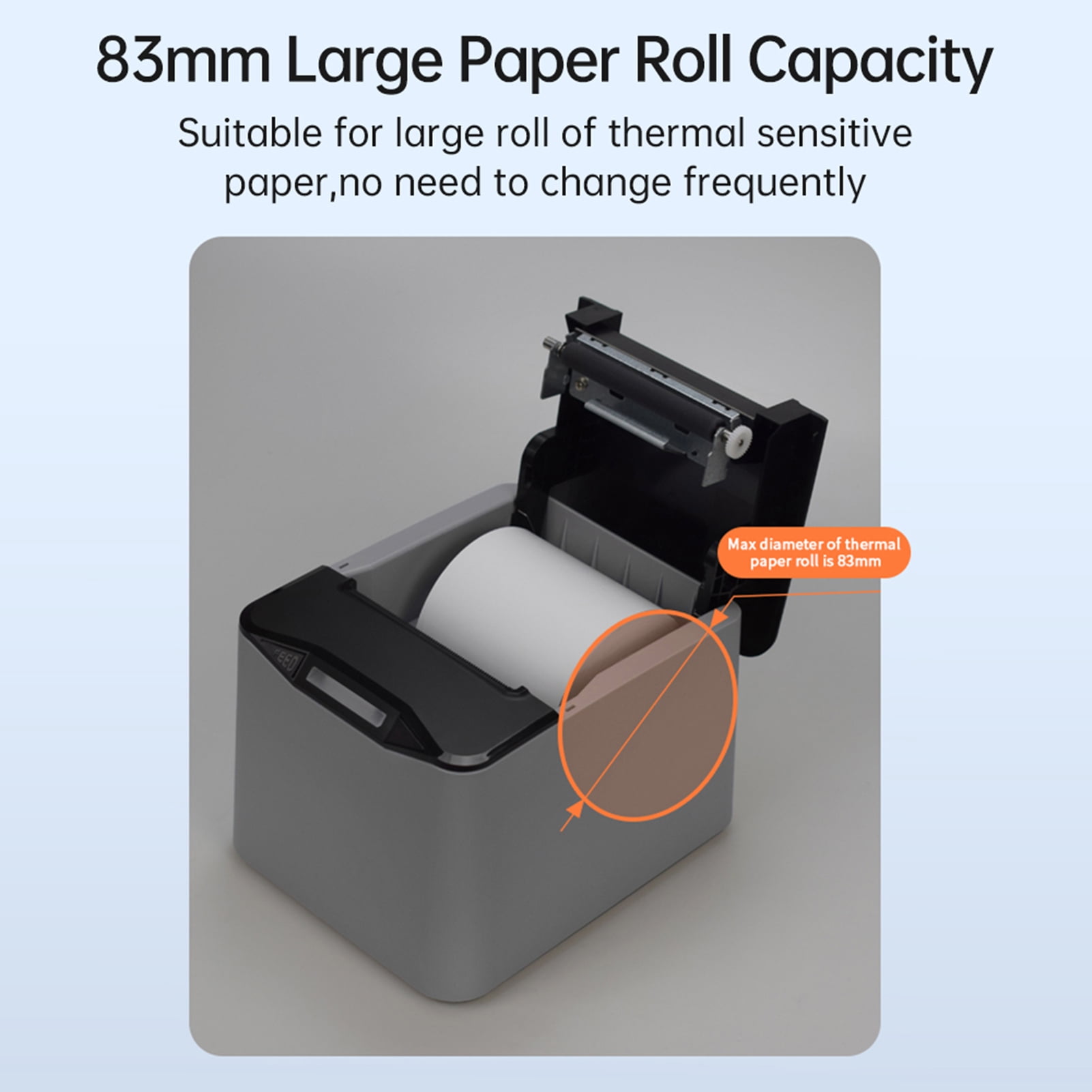 Elowen Wireless printer Portable Thermal Receipt Printer 80mm Desktop Direct Thermal Printing USB+LAN Connection High Speed with Auto Cutter Large Paper Bin Support ESC/POS for Shipping Business