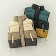 thumbnail image 3 of Esaierr 1-7 Years Boys Fall Winter Warm Vest Jacket for Kids Baby,Cotton Padded Sleeveless Color Blocking Waistcoat Parka Tops with Pockets, 3 of 8
