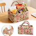thumbnail image 2 of VMWMSSR Quilted Floral Fabric Storage Basket With Dual Handles Decorative Vintage Cloth Storage Bin Portable Organizer For Bedroom Living Room Nursery Countertop Home Decor(Pink-8.66"), 2 of 5