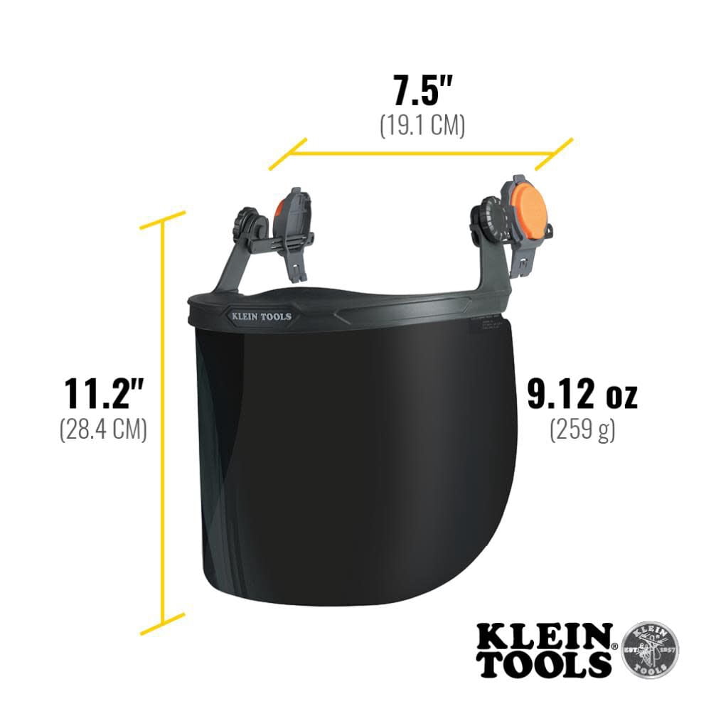 Klein Tools Face Shield, Full Brim Gray Tint