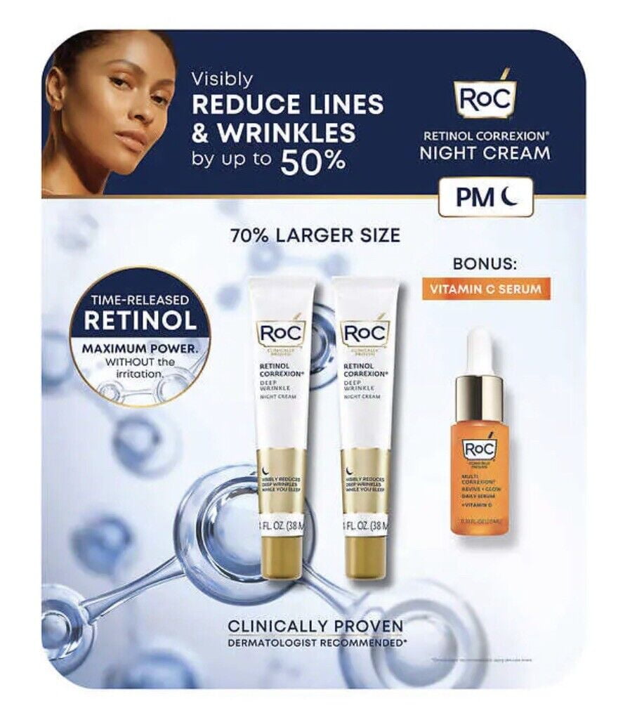 RoC Retinol Correxion Night Cream with SPF 30 1.38 fl Oz/38 ml 2Pack
