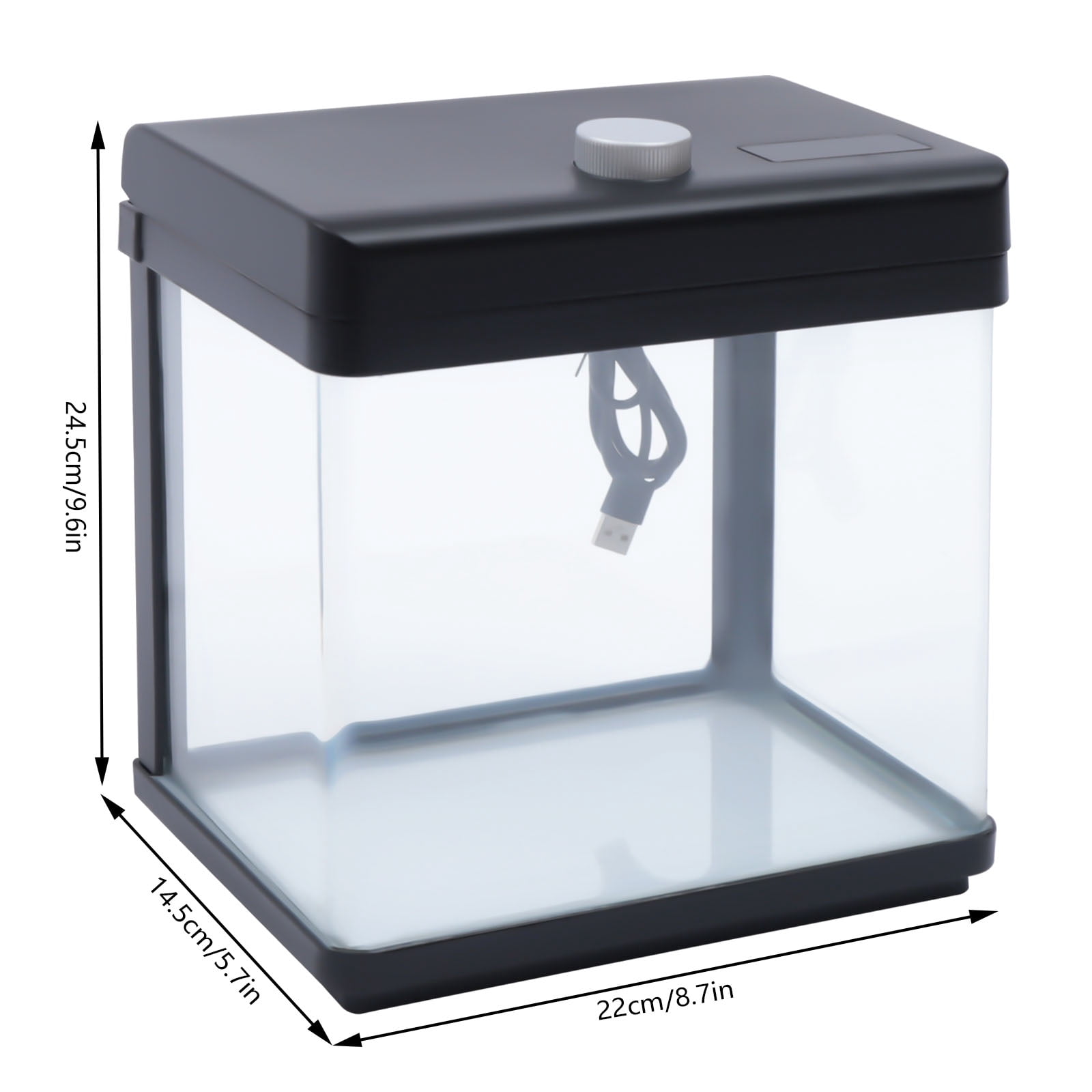 AQQA 1.5 Gallon Aquarium Kit With Filter & LED Lights - Desktop Betta Fish Tank