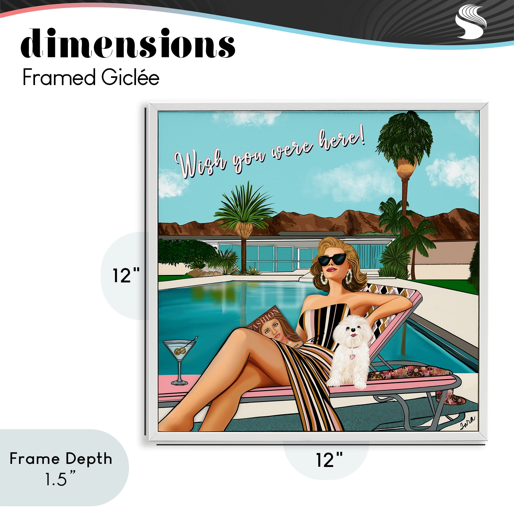 Stupell Industries Wish You Were Here Palm Springs White Framed Giclee Art, design by Tara Boone