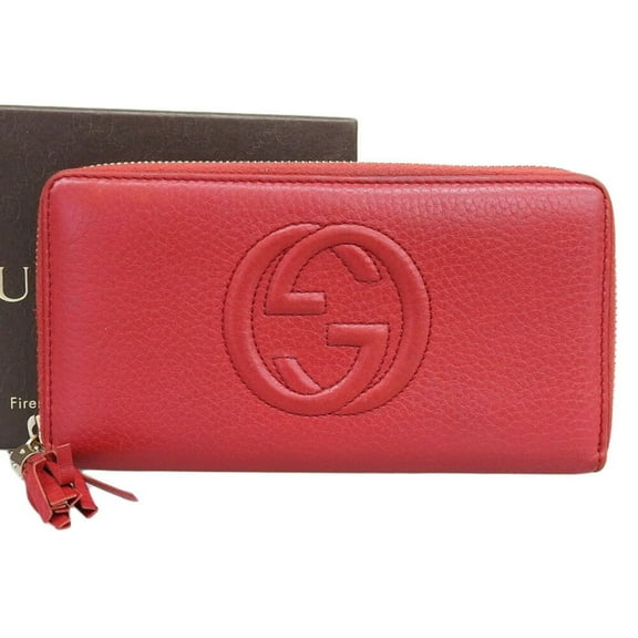 Pre-Owned Gucci Soho Interlocking G Round Long Wallet 308004 1147 Leather Red (Good)