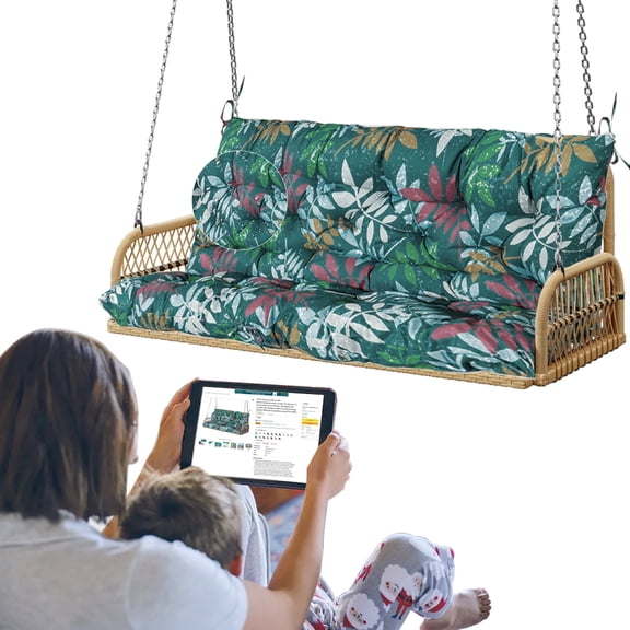 XXLYY Three Seat Swing Replacement Cushions, Porch Swing Cushions, Thickened Waterproof Polyester Fabric Bench Cushion with Ties, Replacement Cushion for Outdoor Patio Swing