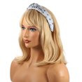 thumbnail image 2 of Diadema azul claro llena de diamantes para mujer, diadema plisada anudada a la moda, accesorios exteriores versátiles para el cabello, 1 ud., 2 of 7