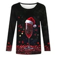 thumbnail image 4 of Women Christmas Shirt Red Wine Glass Print Shirts Crew Neck Pullover Tops Long Sleeve Merry Christmas Shirts Festival Outfits for Women, 4 of 5