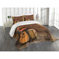 thumbnail image 3 of Ambesonne Music Quilted Bedspread Set 3 Pcs, Wooden Stage Pub Cafe, Queen Size, Dark Orange Sand Brown, 3 of 5