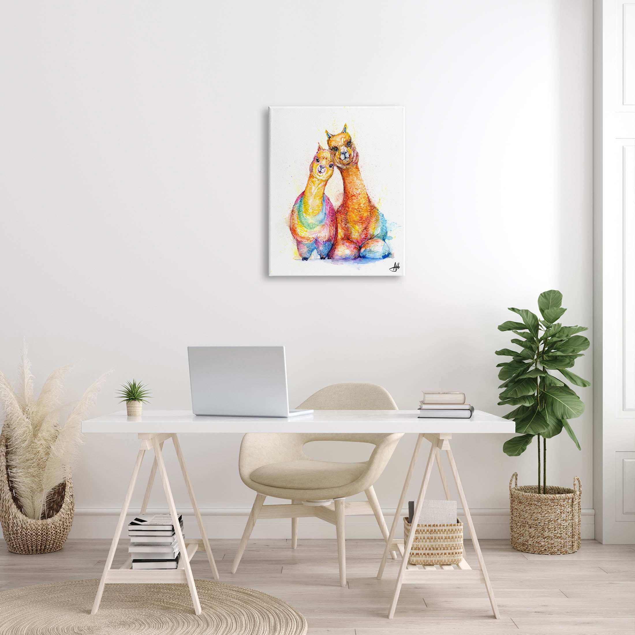 Smiling Alpacas Rainbow Animals Animals & Insects Graphic Art Gallery Wrapped Canvas Print Wall Art