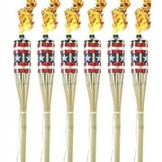 Matney Bamboo Torches - Includes Metal Oil Canisters with Bamboo Covers to Protect from Rain, Great for Outdoor Decorating, Luau, Tiki Parties, 5 ft" Long
