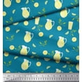 thumbnail image 3 of Soimoi Blue polyester Crepe Fabric Lemon Slice & Lime Juice Fruits Print Fabric by the Yard 52 Inch Wide, 3 of 3