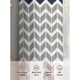 thumbnail image 5 of Navy Blue Grey Sheer Curtains 84 inches Long 2 Panels Set Herringbone Abstract Tiers Sheers Rod Pocket Small Window Short Curtains for Kitchen Cafe, Each 52" W x 84" L, 5 of 7