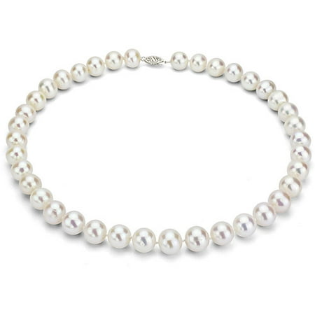 Ultra-Luster 11-12mm White Genuine Cultured Freshwater Pearl 18 Necklace and Sterling Silver Filigree Clasp