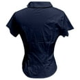 thumbnail image 5 of Womens Summer Tops Pure Color Casual Collar Button Up Short Sleeve Shirts for Women Navy M, 5 of 5