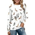 thumbnail image 1 of AMERTEER Femmes Quotidien Tops Imprimer Manches Longues Confortable Couleur Bloc Chemisier Tops Casual Manches Longues Tunique Col Rond Pull-Over Chemises, 1 of 4