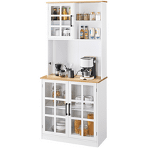 Yaheetech Kitchen Pantry with Cabinets & Open Shelves, White