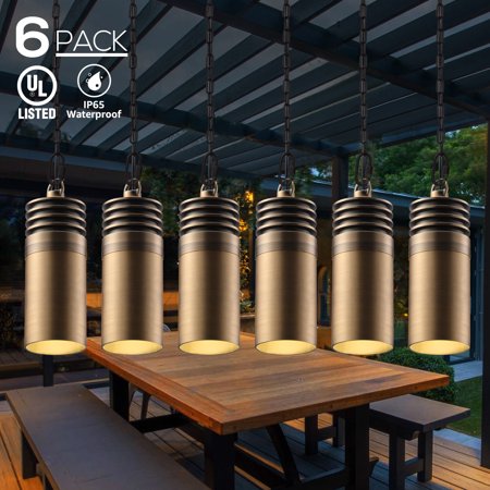 LEONLITE 4.5W 12V Outdoor Pendant Light  7.63Inch Low Voltage Hanging Lights  Yellow  2700K Soft White  UL Listed Cable  5 Years Warranty  Pack of 6
