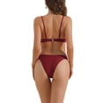 thumbnail image 3 of Conjuntos de bikini con aros para mujer INSPIRE CHIC de 2 piezas, tirantes ajustables, parte inferior triangular, trajes de baño, tamaño X-Small, color rojo vino, 3 of 5