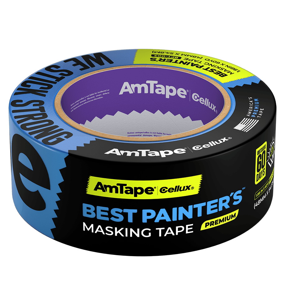 AmTape Best Painter’s Masking Tape, Solvent & Moisture Resistant, 60-Day Clean Removal, Super Washi Painter’s Tape for Walls, Ceilings & Trim, Blue, 2" Case 12 rolls