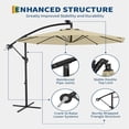 thumbnail image 4 of EastVita 10FT offset patio umbrella with solar lights 32 LED Lights with Infinite Tilt and Cross Base for Deck Pool Garden Backyard (Beige), 4 of 9