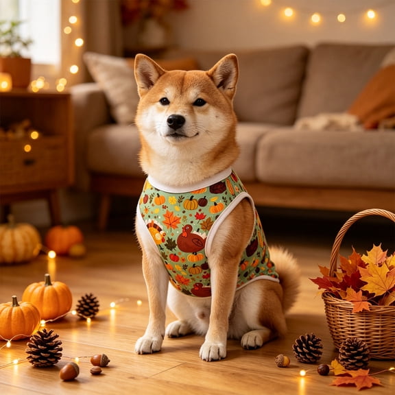 Vintage Pumpkin Girl Dog Thanksgiving Dress Breathable Puppy Dresses for Girl Small Dogs Adjustable Lightweight Doggie Dress Sleeveless with Buttons Doggy Clothes Cat Pet Outfits Apparel