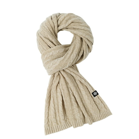 WREESH Women's Long German Fleece Self-Heating Scarf, Versatile Warm Knitted Shawl for Winter Comfort Beige