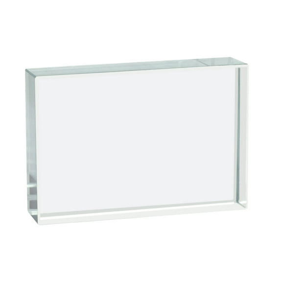 Rectangular Refraction Block, 3" (75mm) x 2" (50mm) x 0.7" (18mm) - Optically Worked Glass - Slightly Beveled Edges - Excellent for Physics Experiments & Photography - Eisco Labs