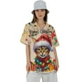 thumbnail image 4 of Merry Christmas Santa Abyssinian Scarf Twinkling Lights Xmas Holiday Hawaiian Shirt Breathable Summer Unisex Merch Cat Lover Kitten Owner Gifts - 00022, 4 of 6