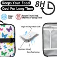 thumbnail image 4 of Butterfly and Polka Dot Multicolor Pattern Insulated Lunch Bag with Shoulder Strap and Bottle Holder,Bento School Lunch Bag Box,11x9.5x3.5 Inches, 4 of 5