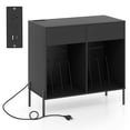 thumbnail image 1 of Costway Grand Meuble pour Tourne-Disque avec Station de Recharge, Compartiments de Rangement et 2 Tiroirs, Noir, 1 of 1