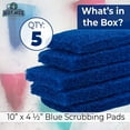 thumbnail image 3 of Mop Mob 10" x 4.5" Blue Medium-Duty Nylon Scouring Pad, 5 Pack, 3 of 6