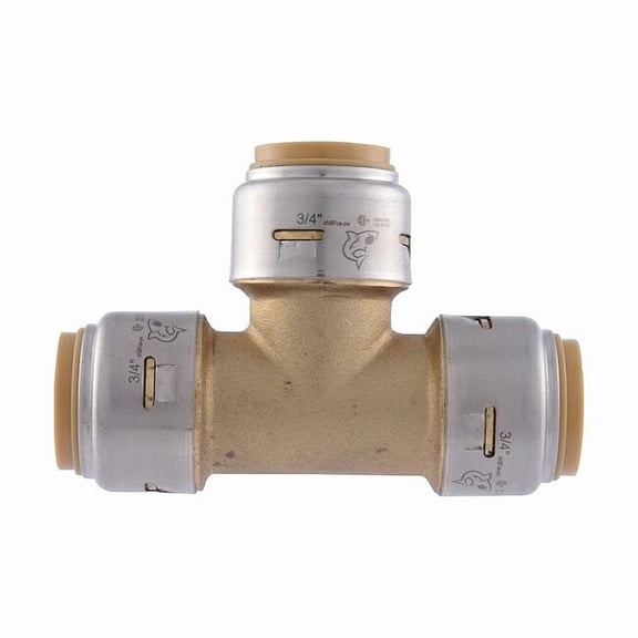 Sharkbite Tee, Brass, Push-Fit 3/4", 3/4", 3/4" UR370
