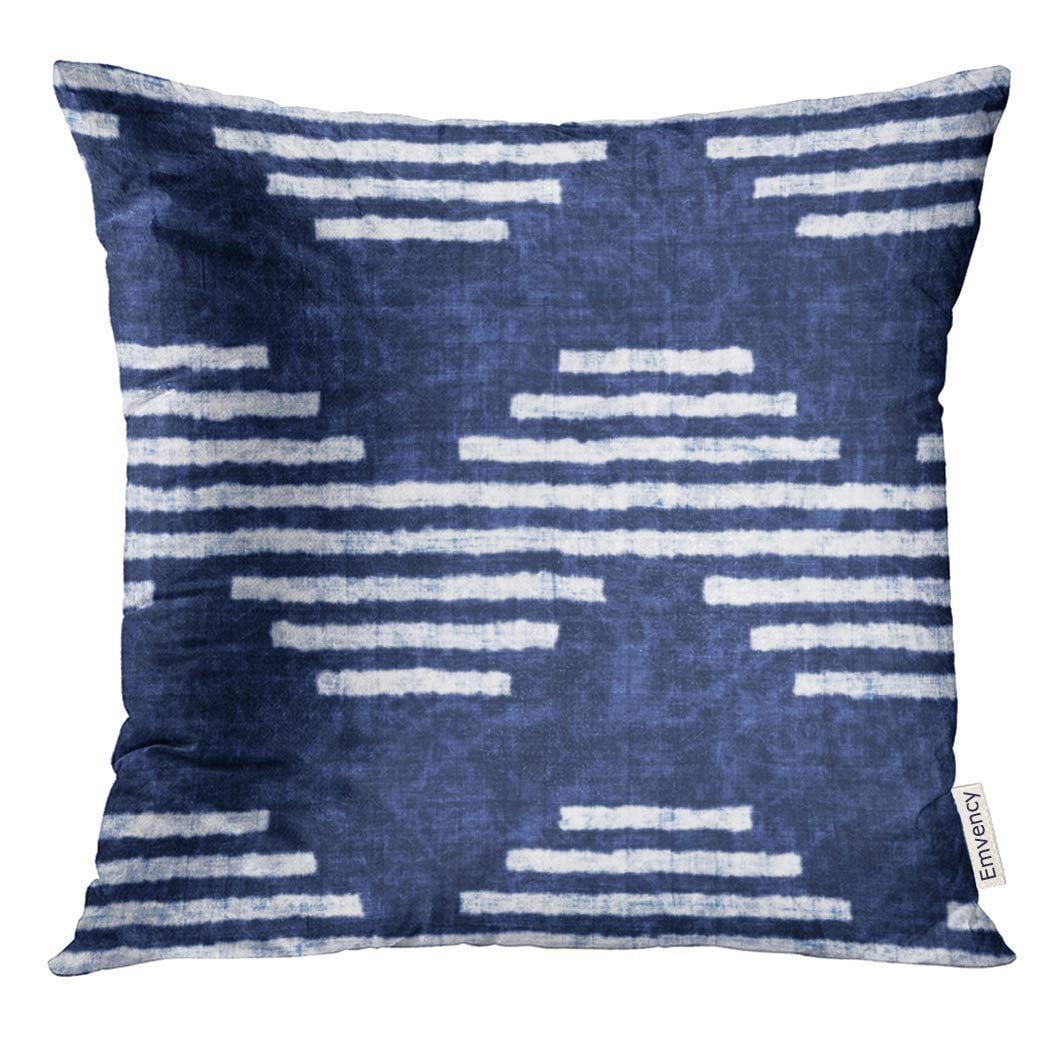 ARHOME Blue Distressed Indigo Dyed Effect Optical Chevron Navy Abstract