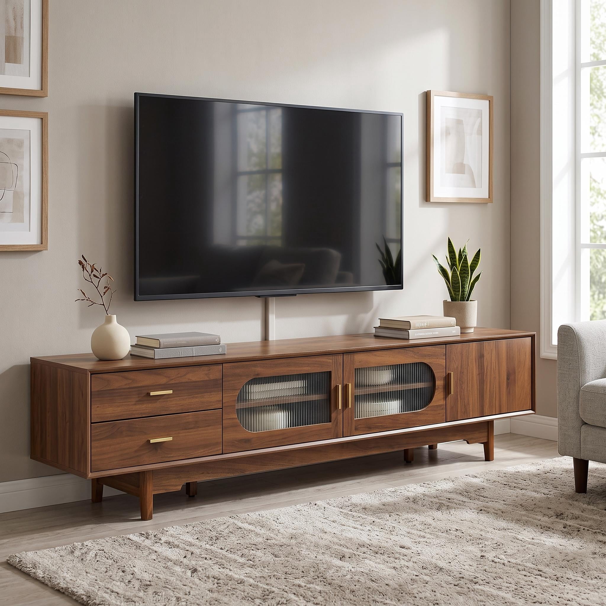 Homy Casa Media Cabinet TV Stand, Living Room Entertainment Center with Storage