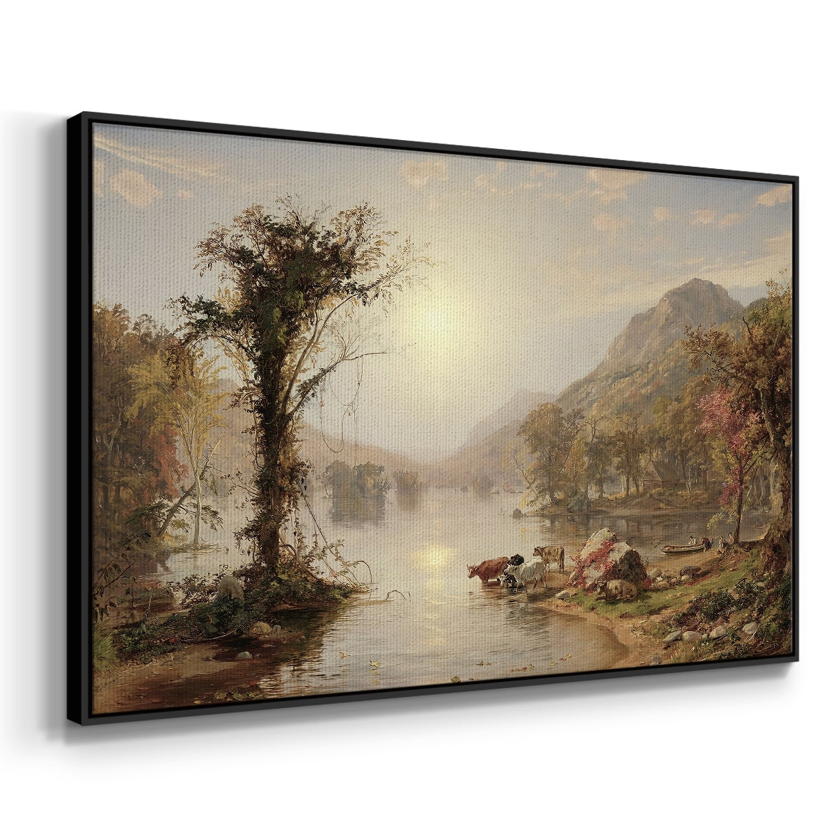 Vintage Landscape-XXII By Wexford Home Framed in Black Wood Gallery Wrapped Canvas 25 in. x 37 in.