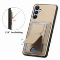 thumbnail image 2 of Dteck Case for Samsung Galaxy A34 5G,Shockproof Carbon Fibre Pattern Leather Case Card Slots Wallet Folding Bracket Stand Cover for Galaxy A34 5G,Khaki, 2 of 7